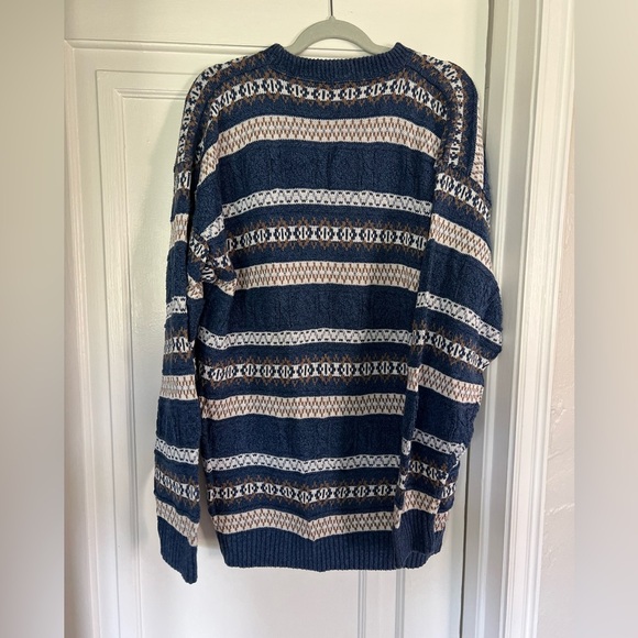 Vintage Navy Sweater XL 90s Slouchy Knit Grandpa Pullover Grunge Cottagecore - Picture 7 of 7